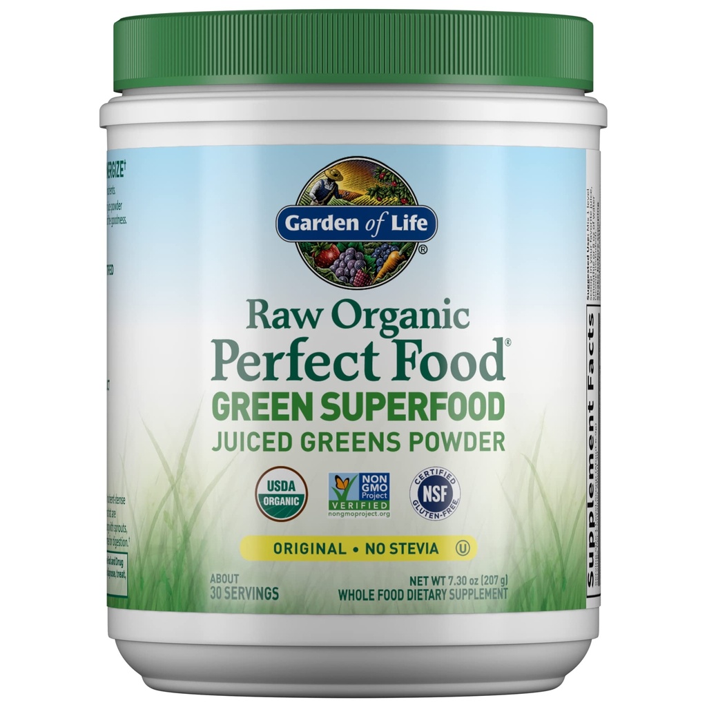Tuin van het leven Rauw Biologische Perfecte Eten Groen Superfood Gesapeerde Groenen Poeder - Origineel Stevia-Vrij, 30 Serven, Non-GMO, Glutenvrij Geheel Voedsel Dieetsupplement, Alkaliseren, Ontgiften, Energize