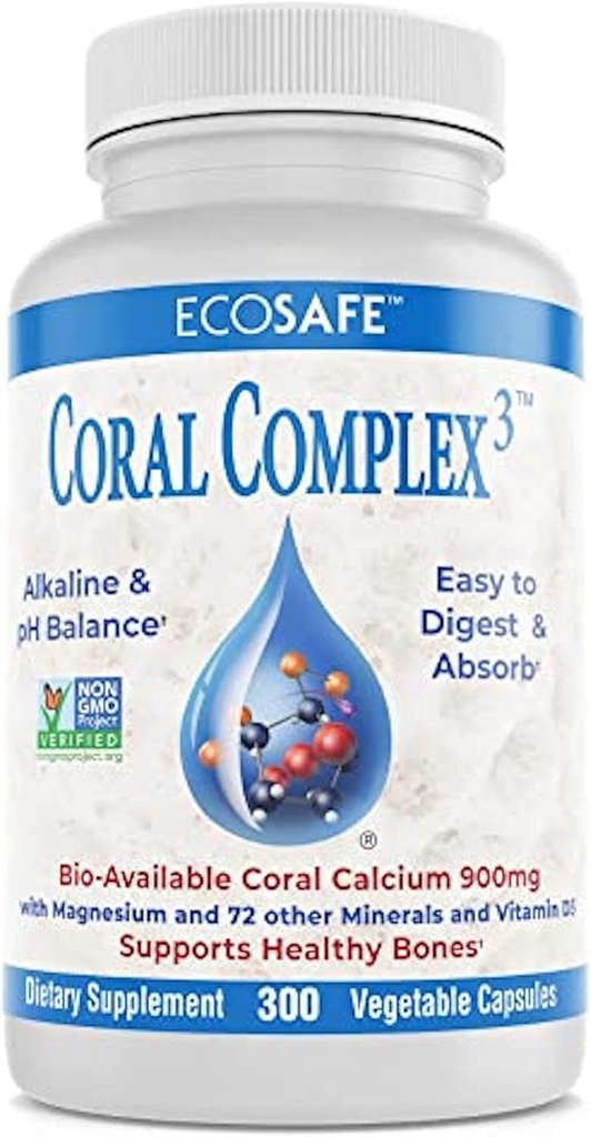 Coral Complex 3 - Coral Calcium 900 mg met vitamine D3 1200 IE en Magnesium168 mg - 300 Vegetarian Capsules