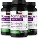 FORCE FACTOR Somnapure Muscle Recovery Slaaphulp voor volwassenen met Melatonine 5 mg, Heilige Basil, en L-Theanine, supplement voor slaapondersteuning, spierpijn verlichting, & spierherstel, 180 Caps, 3-pack