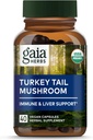 Gaia Kruiden Turkije staart paddo - Immuun Ondersteuning Supplement om de gezondheid van de lever te behouden - met biologische Turkije staart Paddestoel Fruit Body Extract - 40 Vegan Capsules