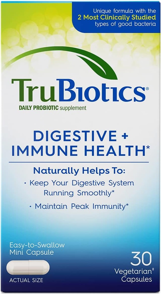 Trubiotics Daily Probiotic, 30 capsules - Glutenvrij, sojavrij Digestief + Immune Health Support Supplement voor mannen en vrouwen (New Look)