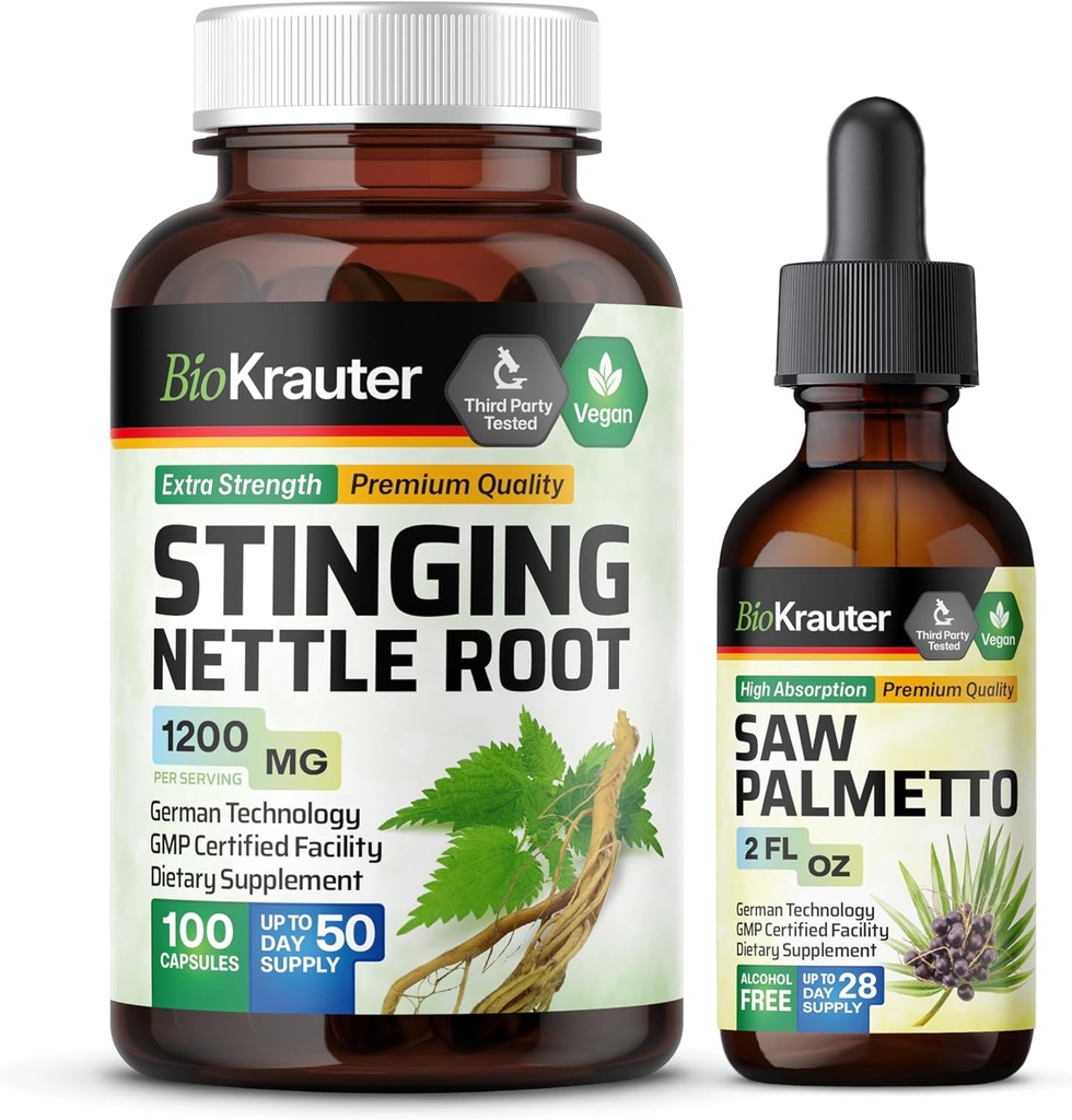 BIO KRAUTER Nettle 100 Capsules & Saw Palmetto Teinture 2 Fl. Oz.
