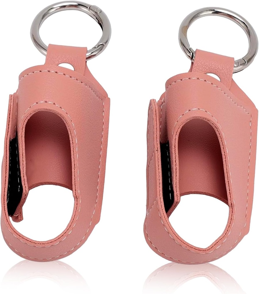 HURRISE 2pcs Support d'inhalateur d'asthme, porte-clés d'inhalateur, étui de protection en cuir PU de rangement portable avec pince à mousqueton - Utilisation polyvalente, élégant et design pour le voyage