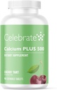 Vier vitamines Calcium Plus - 500 mg Calcium citraat, 333 IE Vitamine D3 & 34 mg Magnesium voor postbariatrische chirurgie - Glutenvrije & suikervrije - Cherry, 90 kauwtabletten
