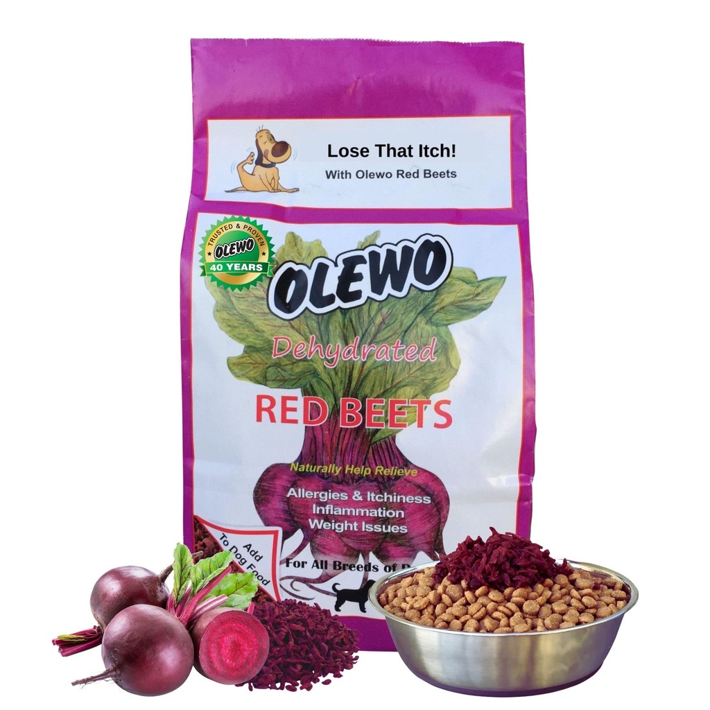 Betteraves rouges originales Olewo pour chiens – Démangeaison naturelle pour chiens, Dog Food Topper, Immune, Nettoyage, Skin & Coat Support, Multivitamine de chien déshydratée, Fibre pour chiens, 1 lb