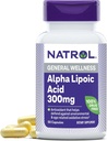 Natrol Alpha Lipoïnezuur 300 mg, Dieetsupplement voor algemene wellness, 50 capsules, 50 dagen levering