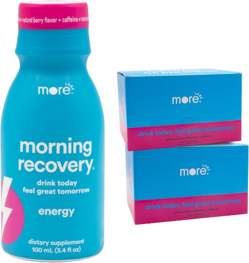 Morning Recovery, Electrolyte avec de l'énergie, Le chardon de lait Buvez Formulation propriétaire pour hydrater tout en buvant pour la récupération matinale, très soluble liquide DHM, Berry, Pack de 24