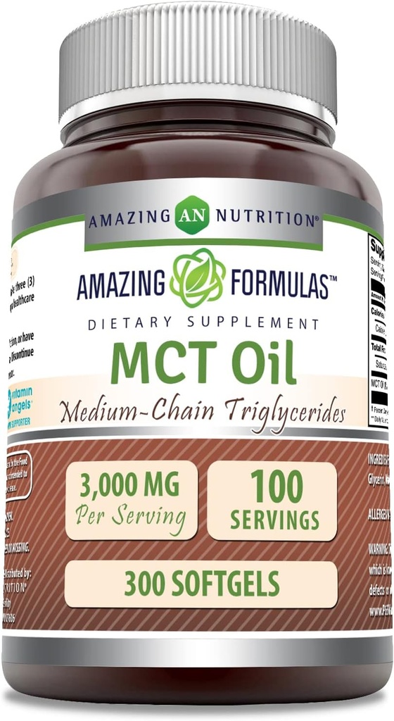 Formules étonnantes MCT Supplément à l'huile de 1000 Mg par service