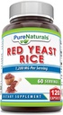 Pure Naturals Red Gist Rice 1200 Mg per Serving, 120 Capsules Supplement 