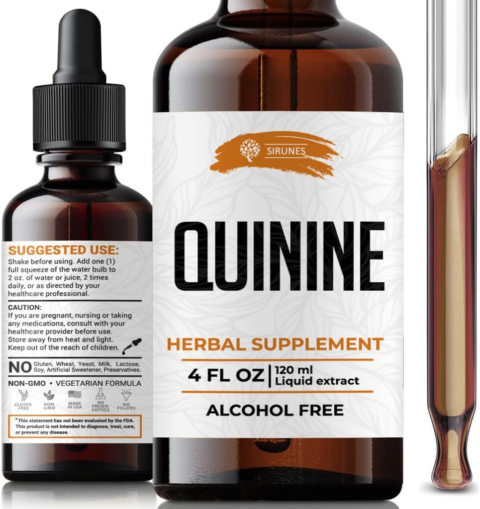 SIRUNES Quinine Tinctuur Extract Quinine Gedroogde Bark Kruidensupplement Quinine Immuun Systeem Ondersteuning Cinchona Bark Liquid Drops Alcohol en Gluten Free-4 fl Oz