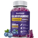 Glucosamine Chondroitin Gummies - 3000MG Extra sterkte Joint Support Supplement met MSM & Vlierbes, Flexibiliteit, Antioxidant Immune Support Gummy voor volwassenen, mannen en vrouwen