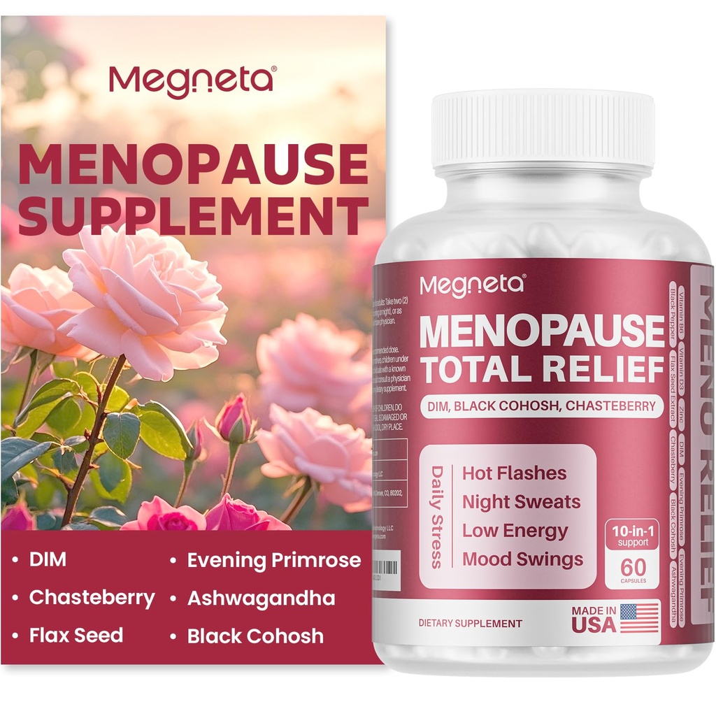 Menopauze supplementen voor vrouwen, ondersteuning Hot Flashes & Night Sweats, met Black Cohosh, DIM & Avond Primrose, Hormonal Balance & Mood Support 60 Capsules