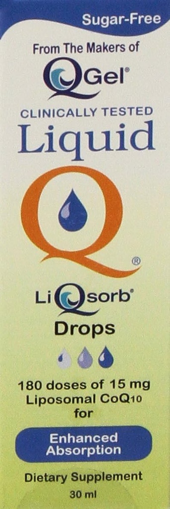 Vloeistof Q® LiQsorb® Liposomale CoQ10 druppels (niet op smaak gebracht, suikervrij, niet genetisch gemodificeerd) 30ml