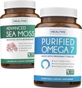 Irish Sea Moss & Omega 7 (3-maandvoorraad) Sea Omega Combo Bundle - Organic Irish Sea Moss - Raw Vegan Supplement (180 Caps) & Omega 7 Softgels - Provinal Sustainable Peruvian Anchovy Fish Oil -90 Caps