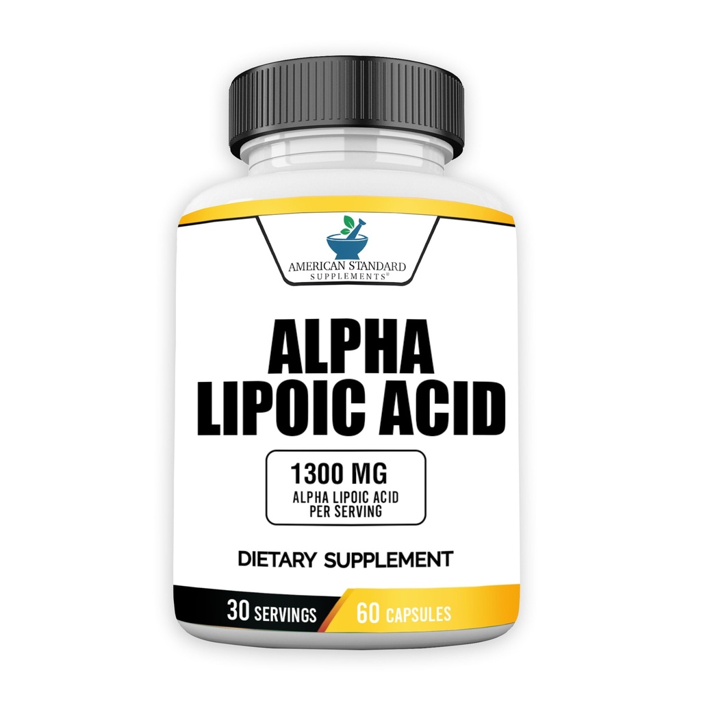 American Standard Supplements Alpha Lipoïnezuur 1300mg per portie - Veganistisch, Glutenvrij, Non-GMO, 60 Capsules, 30 porties