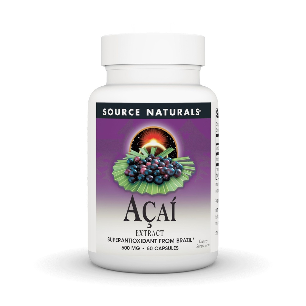 Bron Naturals Acai Extract, Superantioxidant uit Brazilië* - 500 Mg - 60 Capsules