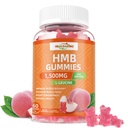 HMB en Leucine Gummies Supplement: HMB-supplementen voor mannen 1500mg en Leucine Aminozuur voor spierherstel verhogen spiermassa verbeteren endurance non-GMO Sugar Free Peach 60 Gummies