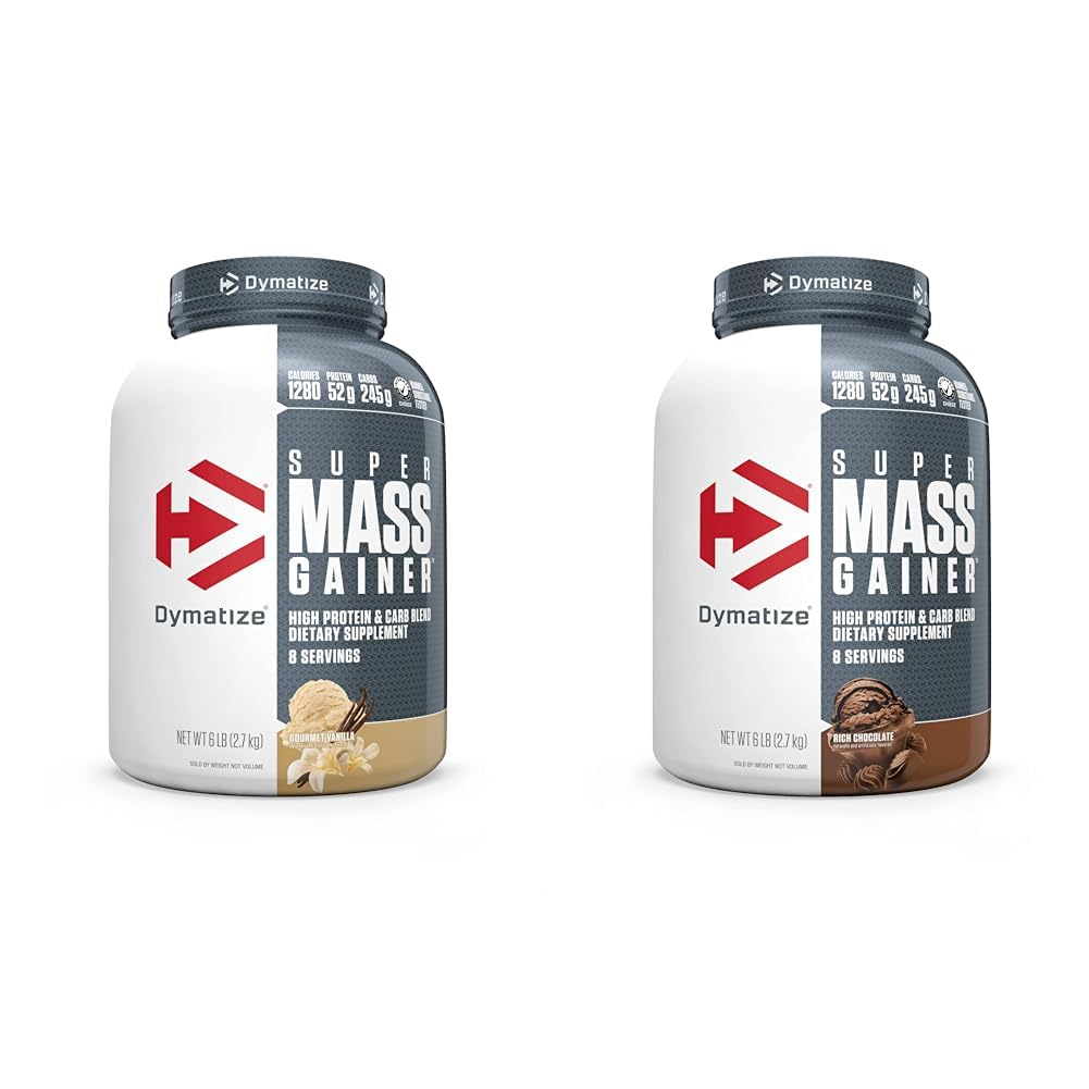 Dymatiseren Super Mass Gainer Proteïne Poeder 52g Proteïne 1280 Calorieën 6 Pond Gourmet Vanille & Rijke Chocolade (pakket van 2)