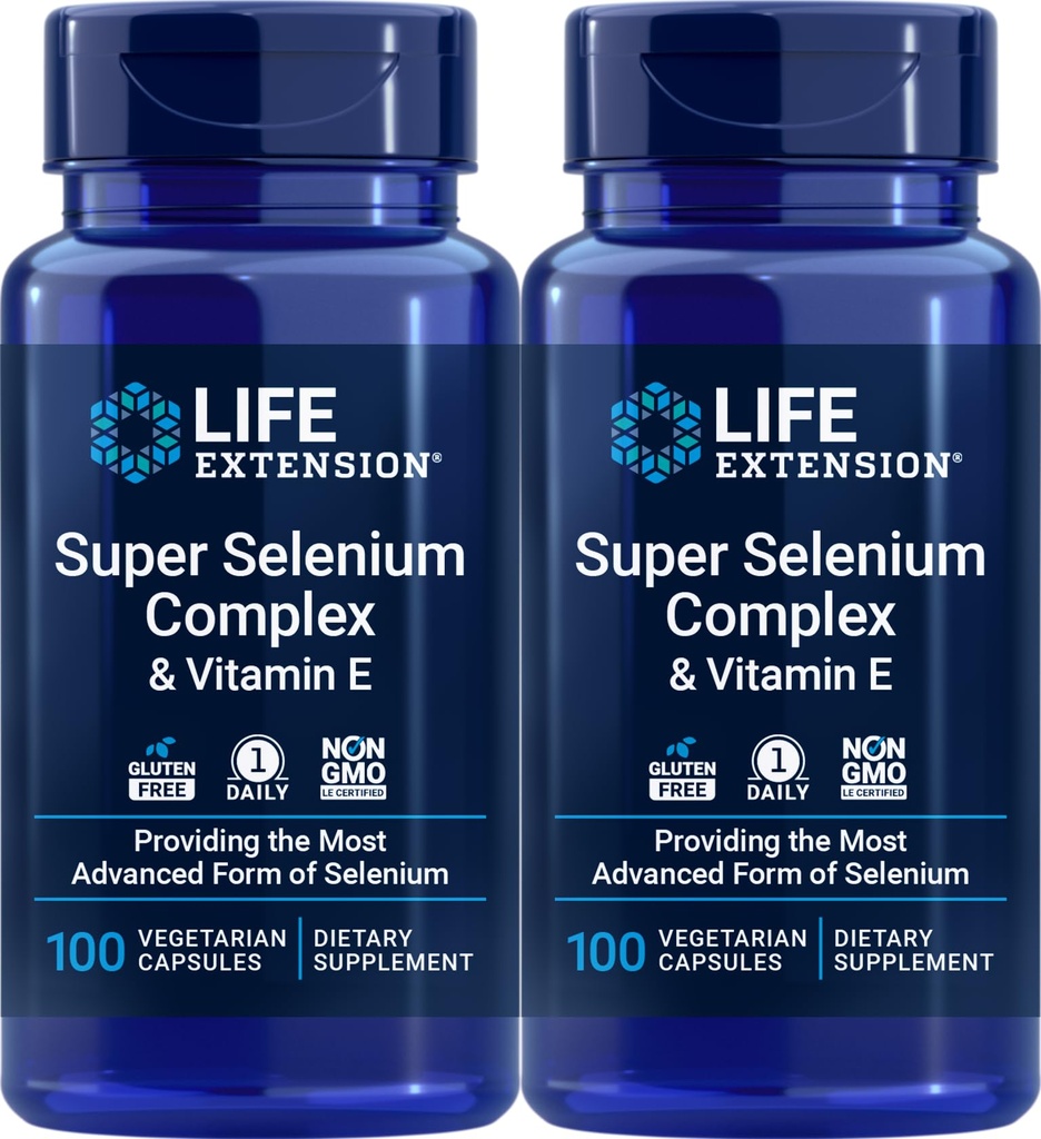 Life Extension Super Selenium Complex 200 mcg & Vitamine E, 100 Veg Caps (verpakking van 2)