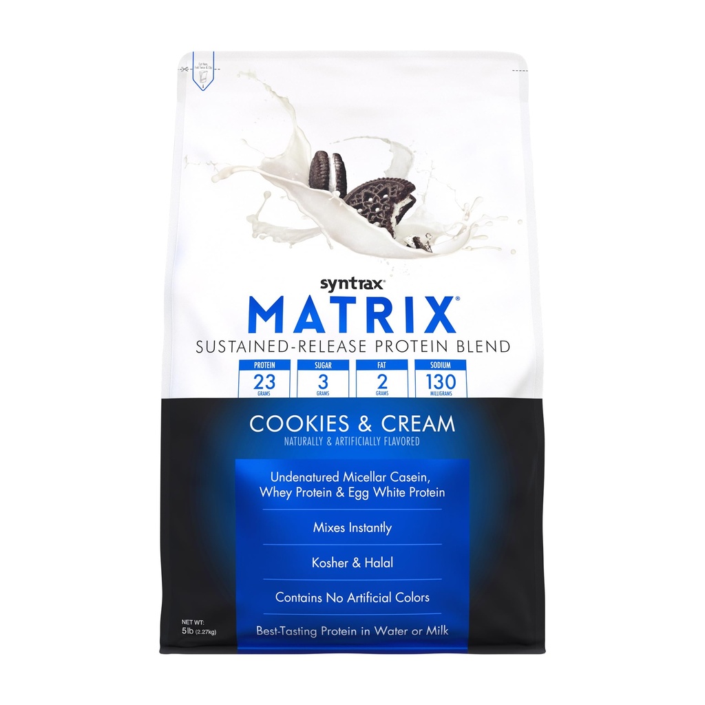 Syntrax Nutrition Matrix - Mélange de protéines à libération prolongée, biscuits et crème 5 lbs.