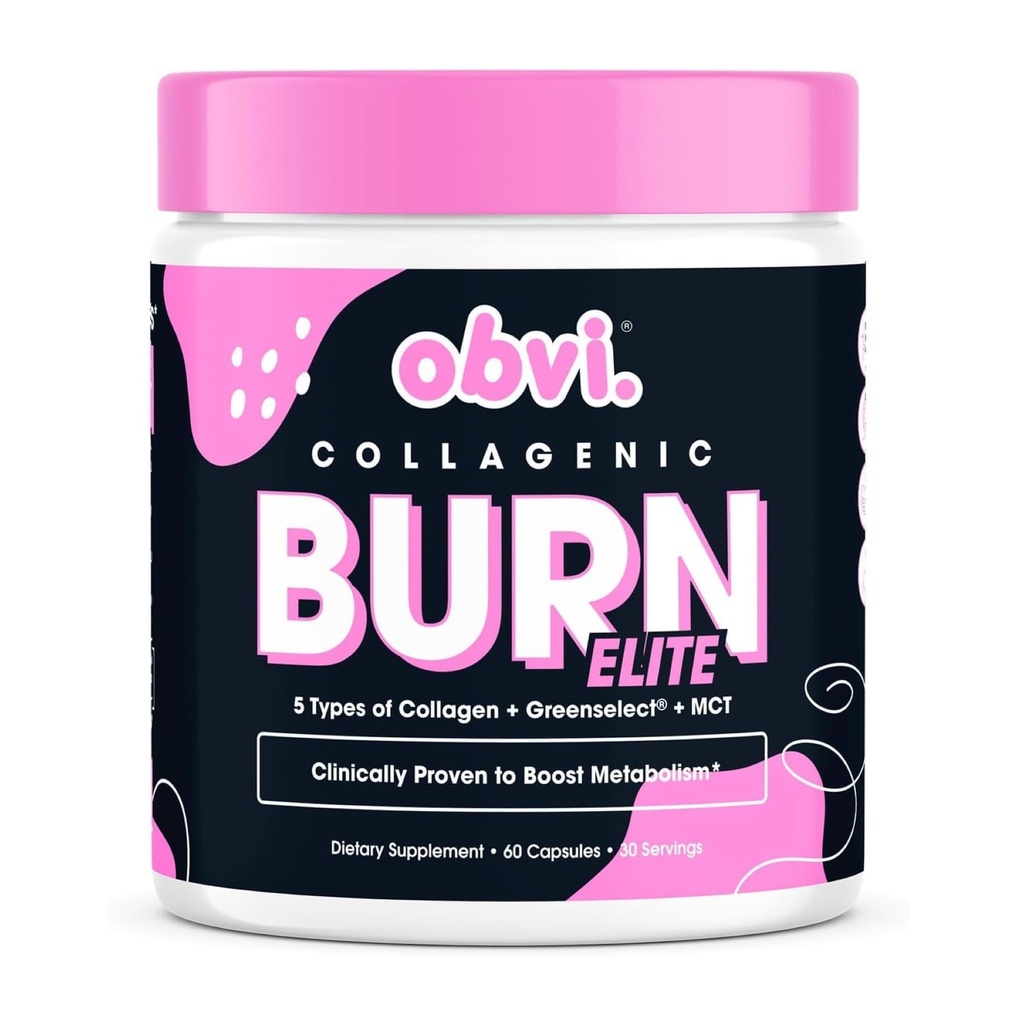 Obvi Burn Elite (en anglais seulement) prend en charge le métabolisme boost, l'énergie et le focus (en anglais seulement) Supplément avec collagène et thé vert (en anglais seulement) prend en charge la santé des cheveux, de la peau, des ongles et des articulations (en anglais seulement) 60 capsules, 30 portions