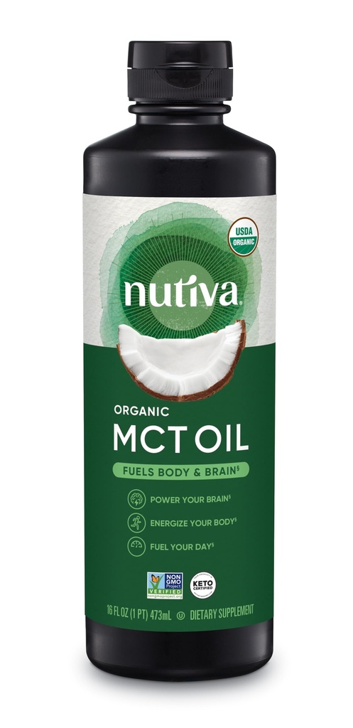 Nutiva Biologische MCT Olie, Kosher, Keto Friendly, USDA Certified Organic, Non-GMO, 16 Fluid Ounce (Pack of 1)