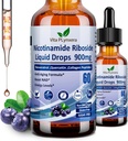 NAD Supplementen voor vrouwen en mannen, NAD Nicotinamide Riboside Resveratrol 900mg & quercetin, Niacin, Collageen, Biotin, Liquid NAD Plus Supplement NR900 Voor Anti-Aging Skin Energy Longevity Focus Brain