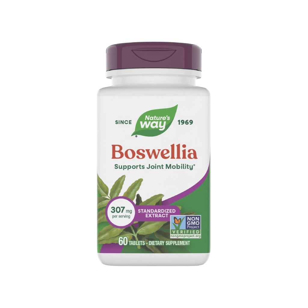 Nature's Way Boswellia Premium Extract, soutient la mobilité mixte*, 307 mg Boswellia serrata Extrait par service, supplément d'encens, sans gluten et végétalien - 60 comprimés (paquetage May Vary)