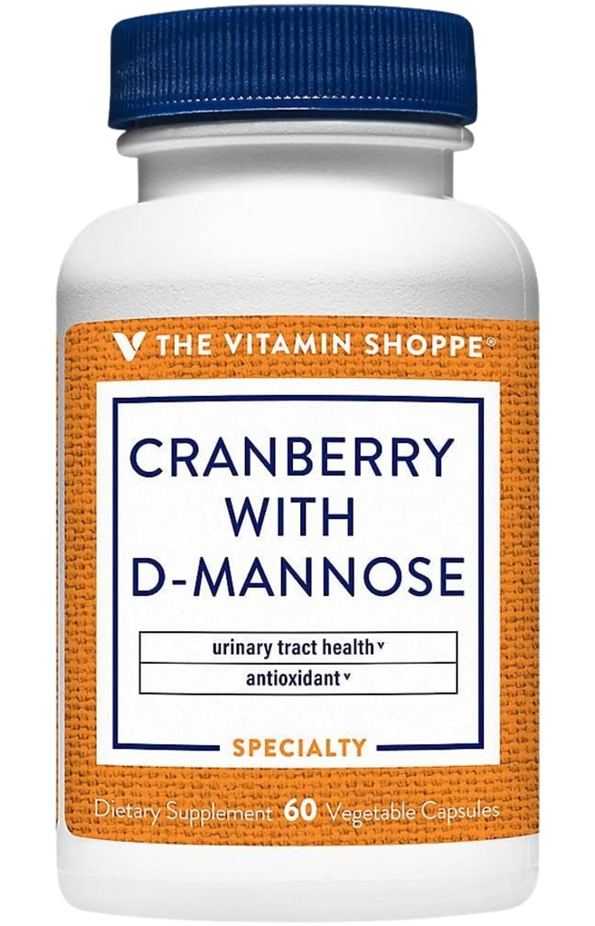 La canneberge à vitamine Shoppe avec le D-Mannose, le Tract Urinaire et la Santé de Bladder, Antioxydant avec 60 mg de vitamine C avec Cranrich (concentrate de canneberge) (60 capsules de légumes)