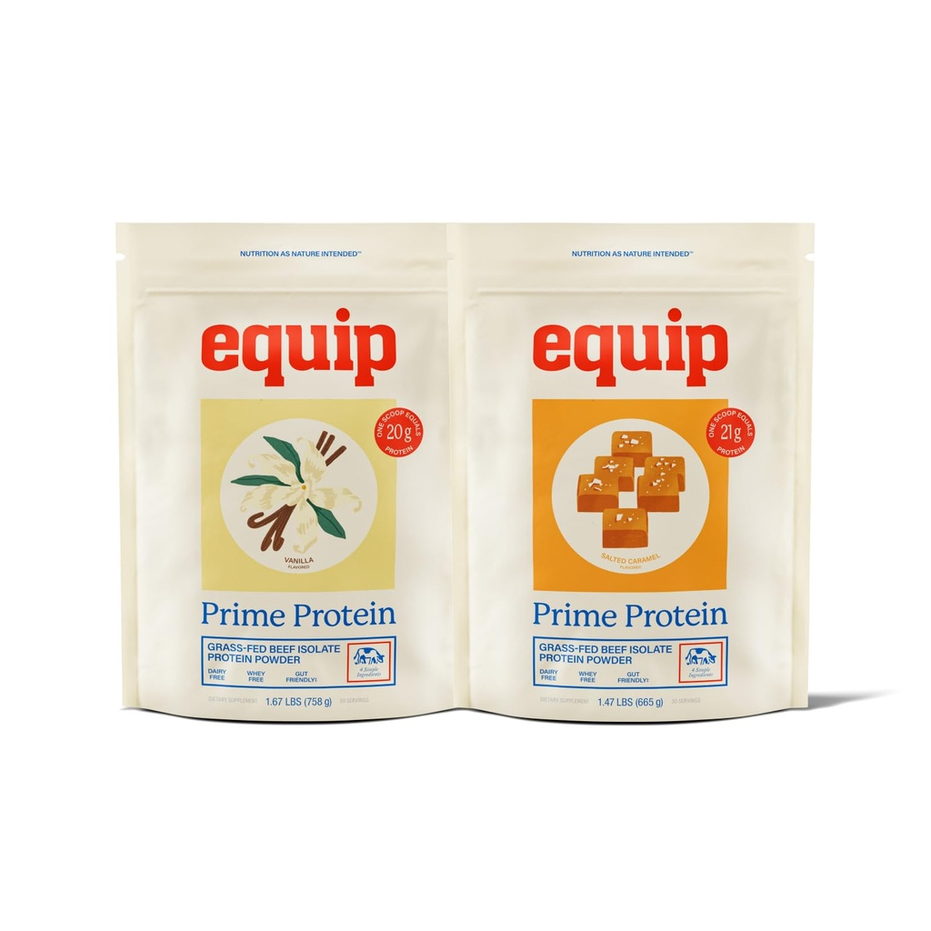 Equip Foods Prime Proteïne Poeder Vanille & Prime Proteïne Poeder Gezouten Caramel
