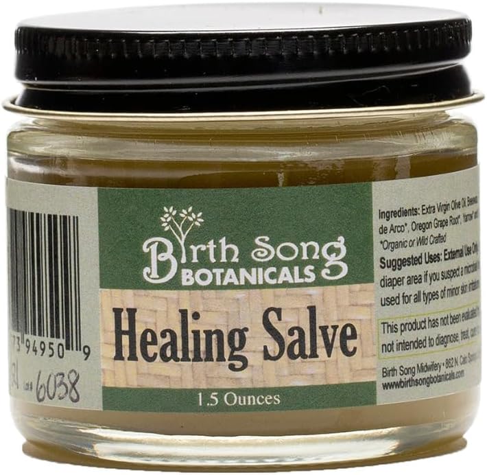 Geboorte Lied Botanicals Kruiden Genezing Salve Eerste Hulp Zalf, Kruidenhuid Irritaties Salve, 1.5oz Jar