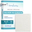Silver Calcium Alginate Wond Dressing - Simpurity - 4"x 5" Individual Thick Pads - Silver Dressing for Wound Care - Non-Stick Sterile Calcium Alginate Pads - Safe n' Simple Wound Care Products