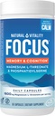 Natural Vitality Focus, Magnesium L-Threonate and Phosphatidylserine Nootropic Brain Supplements for Memory, Focus, and Cognition, Gluten Free, Vegetarian, 60 Capsules