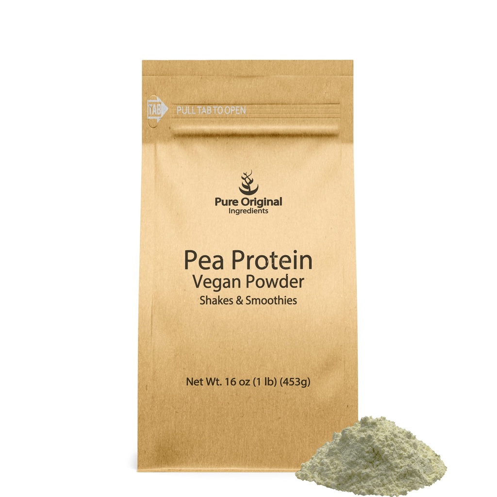 PURE ORIGINAL INGRÉDIENTS Poudre de protéines de pois végétaliens (1 lb) sans gluten, à partir de pois jaunes