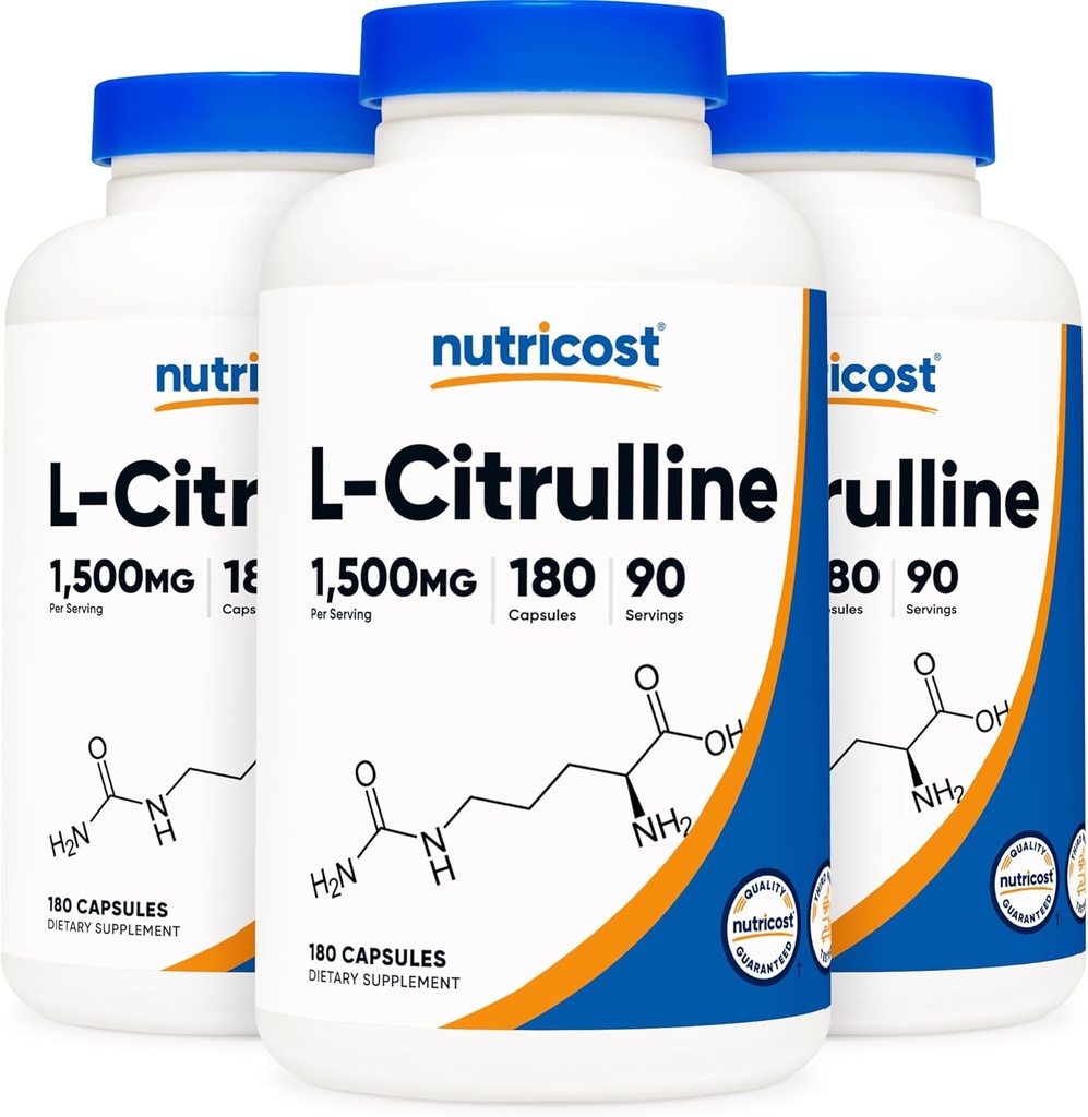 Nutricost L-Citrulline 750 mg, 180 capsules (3 flessen)