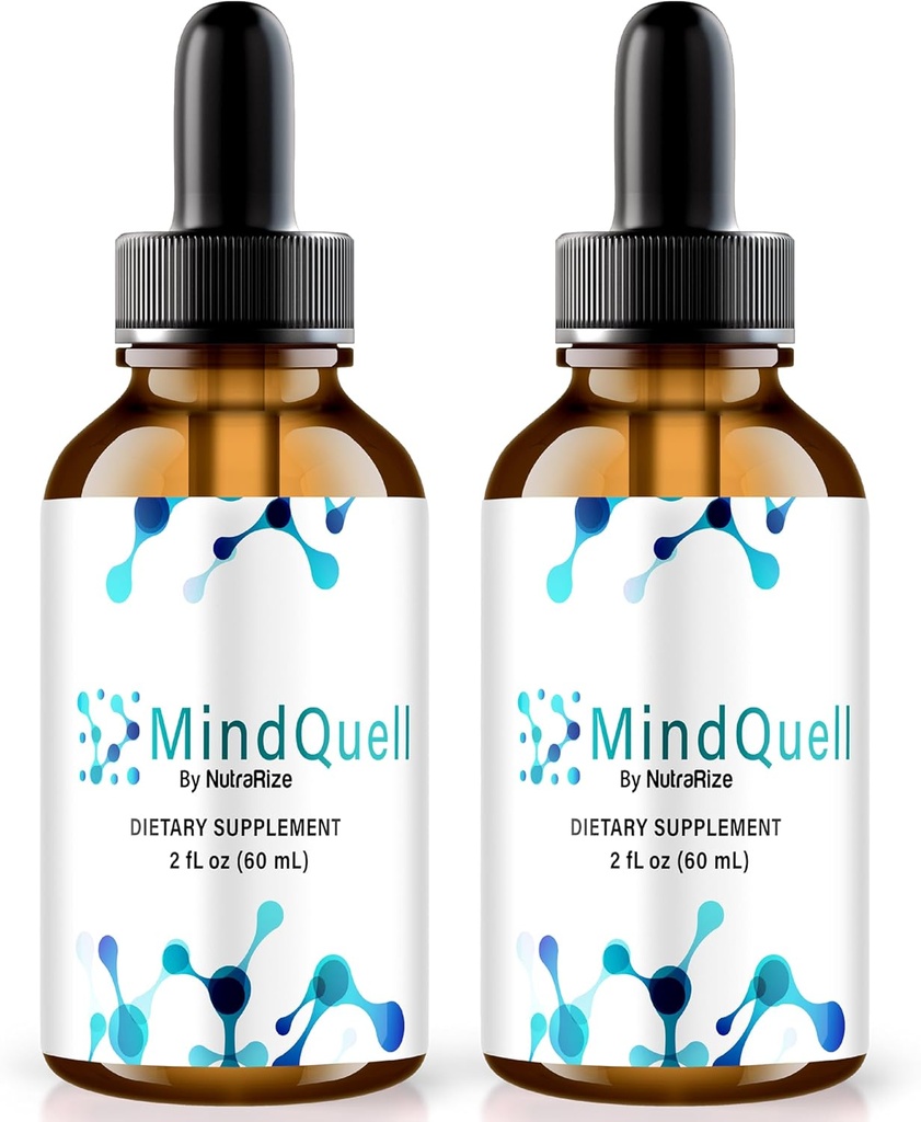 NutraRize (Pack van 2 MindQuell Drops, All-Natural Support Formula, Premium Supplement voor ondersteuning Focus en concentratie, Official Mind Quell Gotas Review (60 Servings)