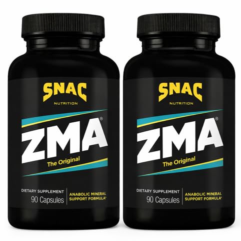 SNAC ZMA L'originale récupération et supplément de sommeil, favorise la récupération musculaire, le soutien immunitaire et le sommeil restaurateur avec le zinc, le magnésium et la vitamine B6, 180 capsules de légumes (2 pack de 90 comte)