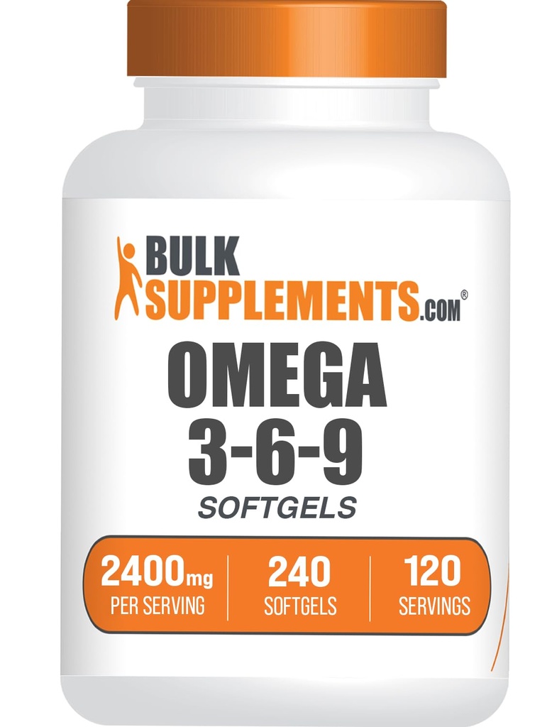 BulkSupplements.com Omega 3-6-9 Softgels - Triple Omega Supplement, van Vlaszaad, Avond Primrose & Fish Oil- 2 Softgels per Serving, 240 Tellen (Pack of 1)
