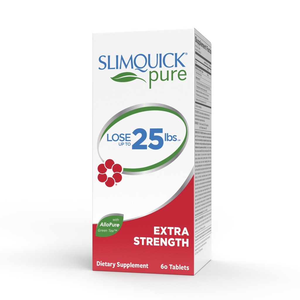 Slimquick Pure 3x Extra sterkte pil voor vrouwen, helpt het bereiken van gewichtsdoelstellingen, helpt stofwisseling, verlies overmatige water, houdt vol voor langere met groene thee Extract, Caste Boom, Cafeïne, MCT olie - 60 Tellen