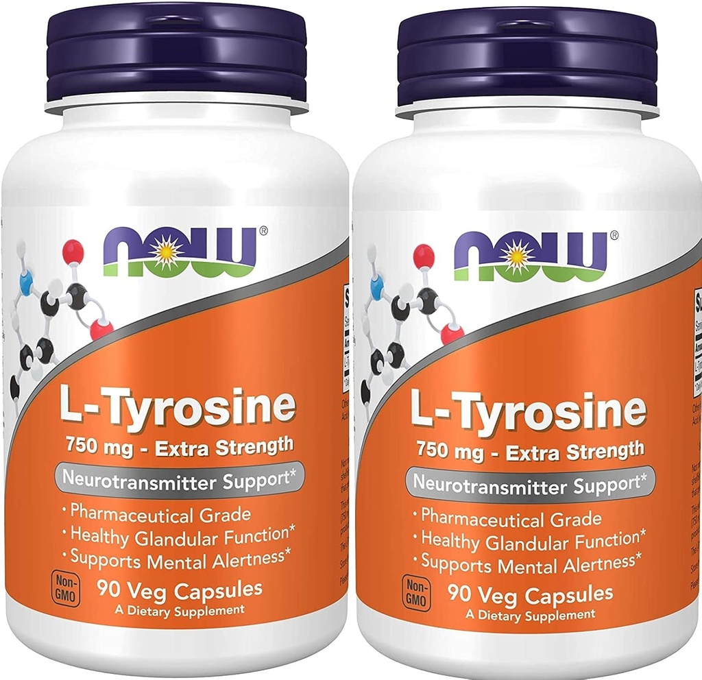 Nu Foods: L-Tyrosine Neurotransmitter Ondersteuning 750 mg, 90 Caps (2 verpakkingen)