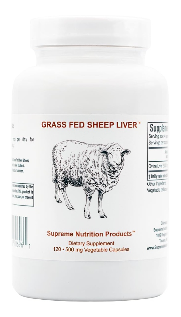 Supreme Nutrition Grass Fed Schapenlever, 120 Pure Schapenlever Capsules