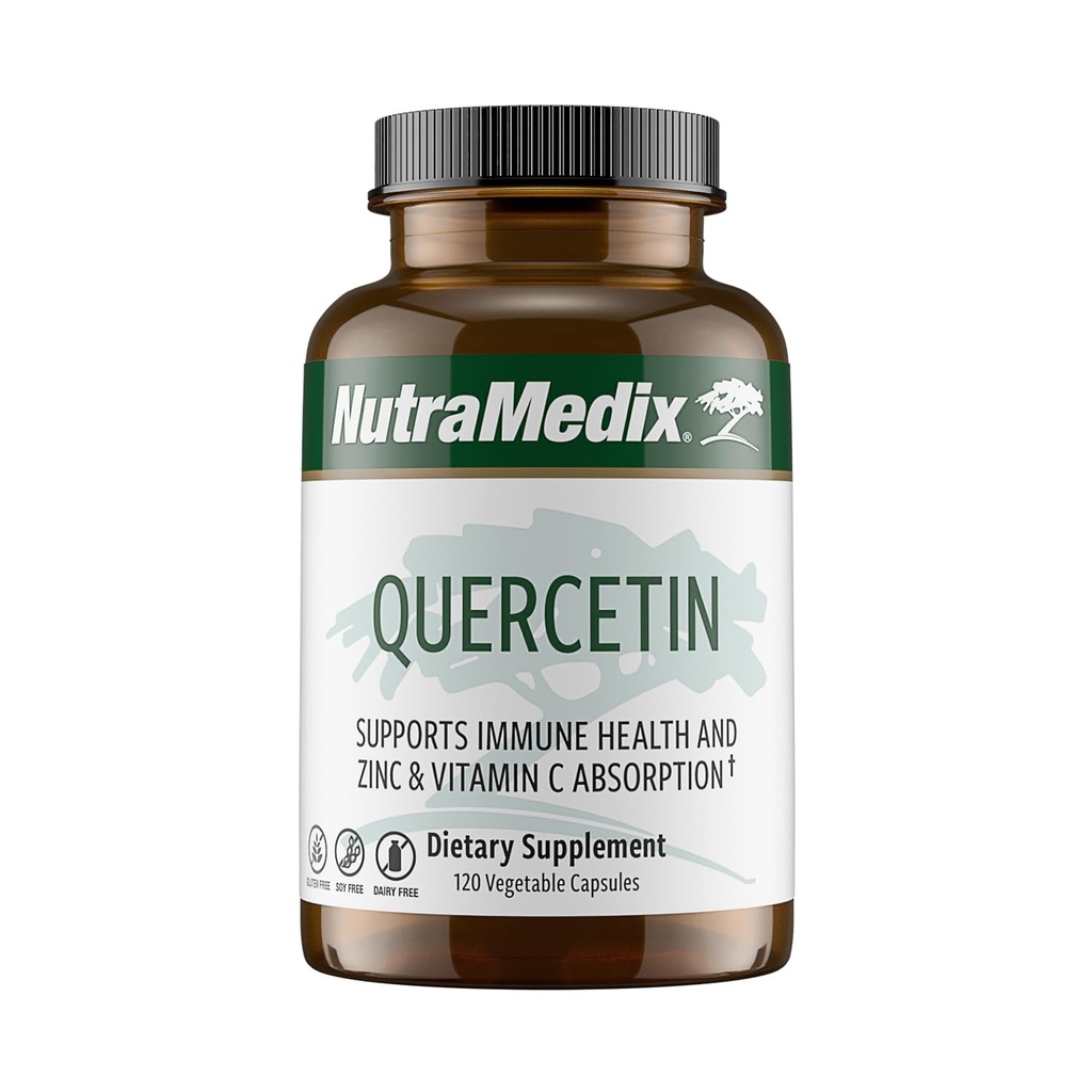 NutraMedix Quercetin - Quercetin 500mg Capsules - Supplément antioxydant et immunitaire pour la santé cardiaque - Aides au zinc et à la vitamine C Absorption (120 Capsules végétariennes)