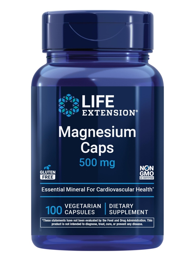 Levensverlengstuk Magnesiumcaps, 500 mg, Magnesiumoxide, Citrate en Succinate, Hartgezondheid, Gezonde Bones, Voedingsondersteuning, 100 Vegetarische Capsules