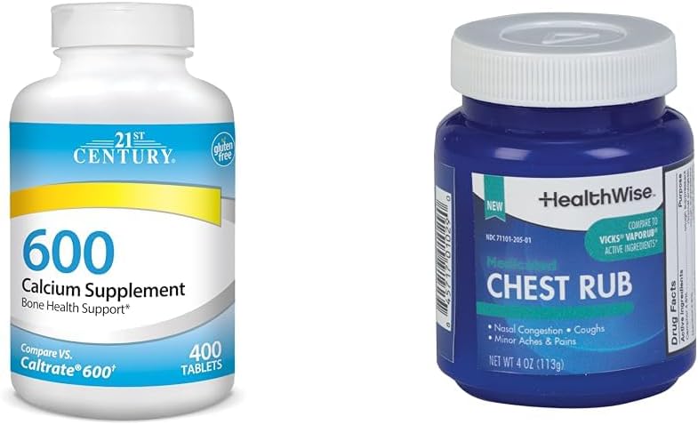 21e eeuw Calcium 600mg Tabletten 400 Tell & HealthWise Medicinal Chest Rub 4oz Cough Suppressant