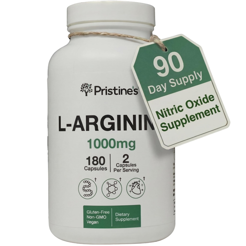 PRISTINE'S L Arginine Supplementen voor mannen en vrouwen - 1000 mg Capsules 90 dagen Levering Nitric Oxide & Pre Workout Aminozuur Ondersteuning