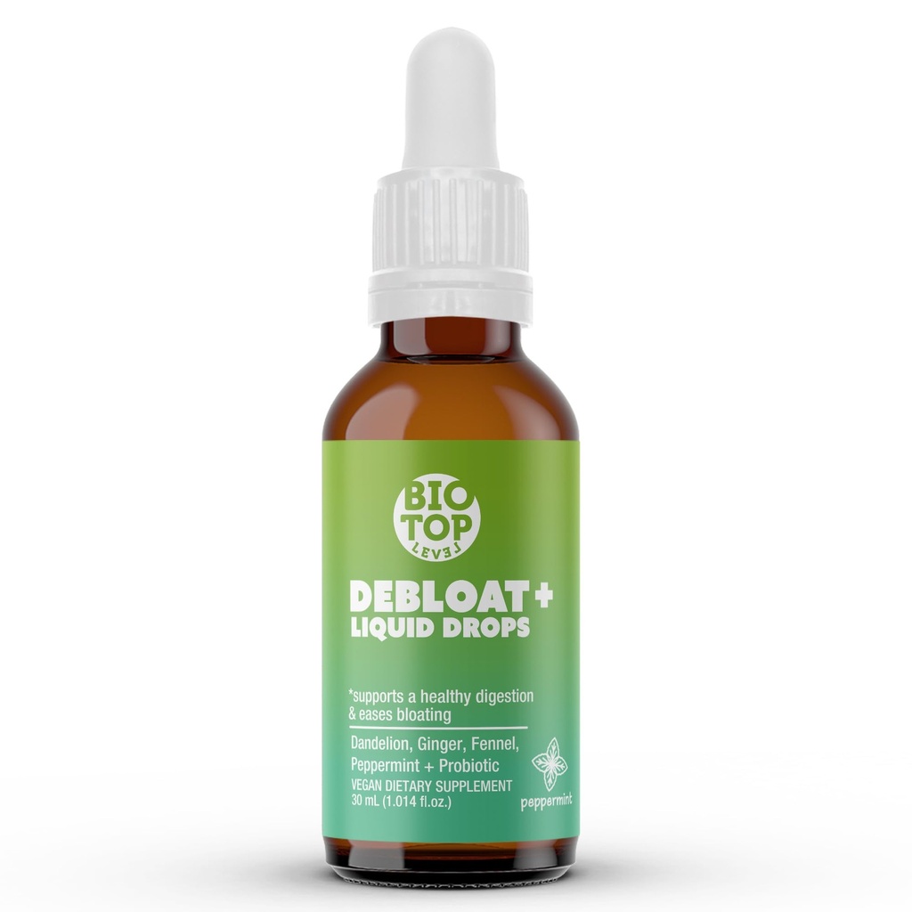 Debloat Organic Liquid Drops for Natural Gas & Bloating Relief, Supports Digestief & Gut Health with Dandelion, Ginger, Fennel, Peppermint, Sugar-Free 1.0 Fl Oz.