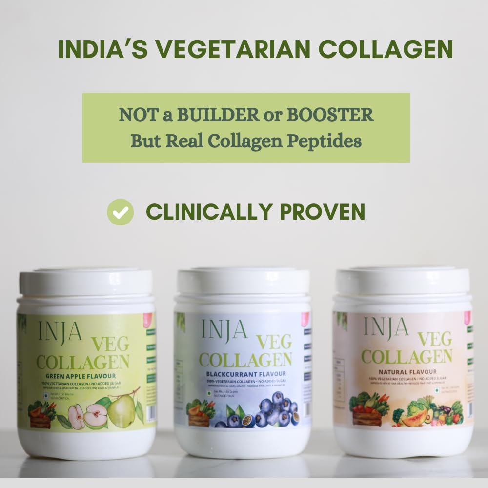 INJA Wellness Veg Collageen supplement voor vrouwen, mannen, 100% vegetarisch collageen, alleen originele Veg collageen poeder, Geen toegevoegde suiker, verbetert huid en haar gezondheid, verminderen fijne lijn en rimpels,
