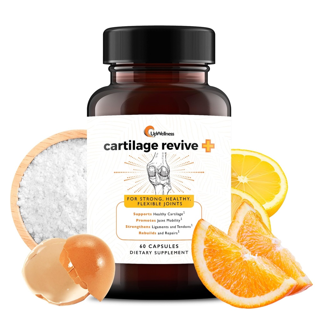 UpWellness Cartilage Revive + Joint Support Supplement voor mannen en vrouwen met type II Collagen voor gewrichten - D-Glucosamine sulfaat, MSM, vitamine D3, vitamine C en meer - 60 capsules