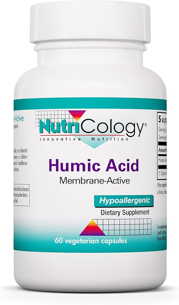 Nutricology Humic Acid Supplement - Immuunsysteemondersteuning, Humic Acid for Humans, 750mg Humic Minerals, Membrane-Active, Vegetarian Capsule - 60 Tel.