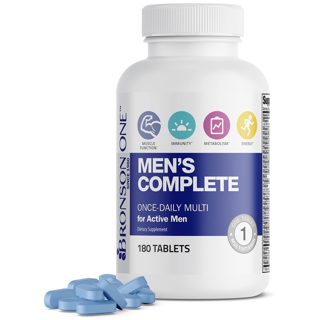 Bronson One Dagelijkse Mannen Complete Multivitamine Multiminerale Eenmaal daags Multi voor Actieve Mannen, 180 Tablets